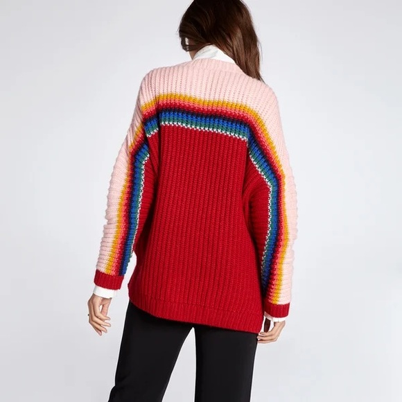 The Xirena Simone Apres Ski Sweater in Red Retro Color block - Picture 3 of 5
